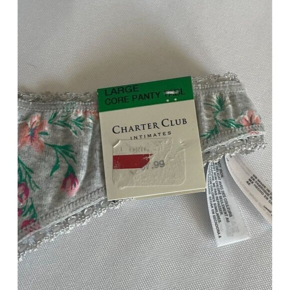 Charter Club Intimates Ladie's Gray Floral Cotton Lace Thong Underwear Large NEW - Picture 5 of 7